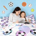 thumbnail image 4 of Manfei Football Soccer King Size Comforter Sets, Sport Comforters King Size, Purple Pink Cyan White, Stars Reversible 3-Piece 1 Comforter and 2 Pillowcases, 4 of 6