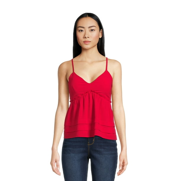 No Boundaries Juniors Woven Tier Top