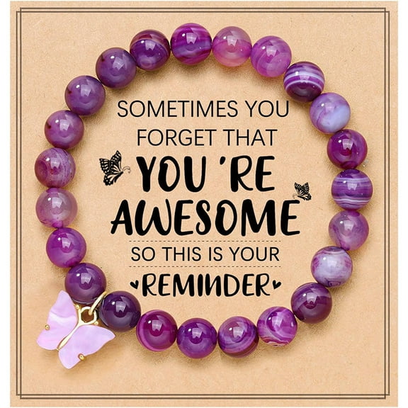 Inspirational Gifts for Women Natural Stone Heart Butterfly Bracelet for women Unique Small Gifts for Birthday Mothers day Thanksgiving Christmas Valentine's Day Teacher Appreciation Gifts.