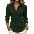 thumbnail image 2 of IUYRTFE Women Lapel Collar Button Down Long Sleeve Shirt for Casual Office Daily Wear, 2 of 6