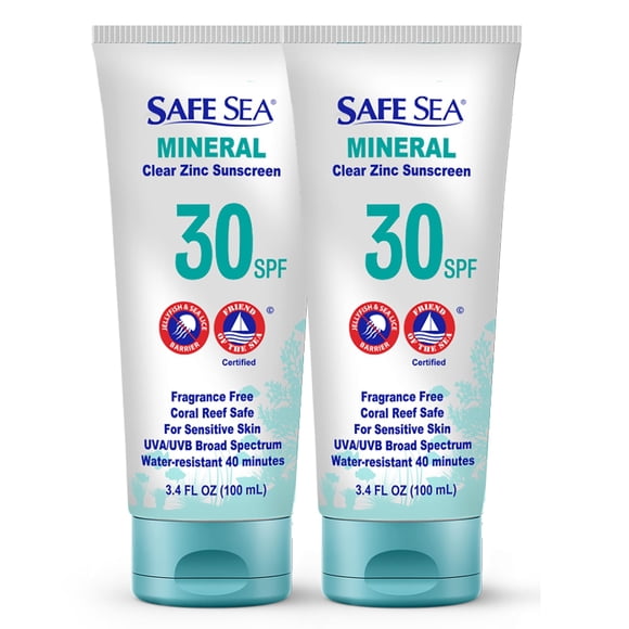 Protector solar Safe Sea con óxido de zinc SPF30, 100 ml (paquete de 2)