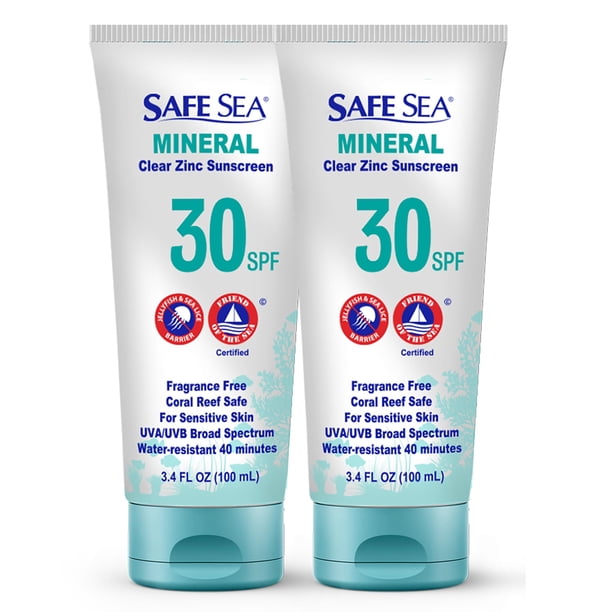 Protector solar Safe Sea con óxido de zinc SPF30, 100 ml (paquete de 2)