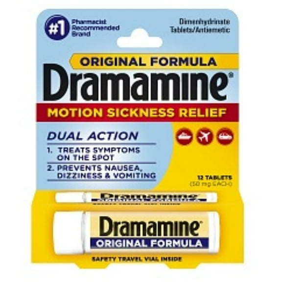 3 Pack - Dramamine Motion Sickness Relief, Original Formula, Tablets 12 ea