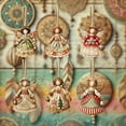 thumbnail image 4 of Christmas Ornaments, Vintage Angel Christmas Tree Decorations Set 6pcs Retro Hanging Figurines Holiday Ornament for Home Indoor Party Décor, 4 of 6