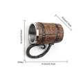 thumbnail image 4 of Taza Tarro Cerveza Acero Inoxidable Barril De Madera Vikingo Xtellar cafe, 4 of 4