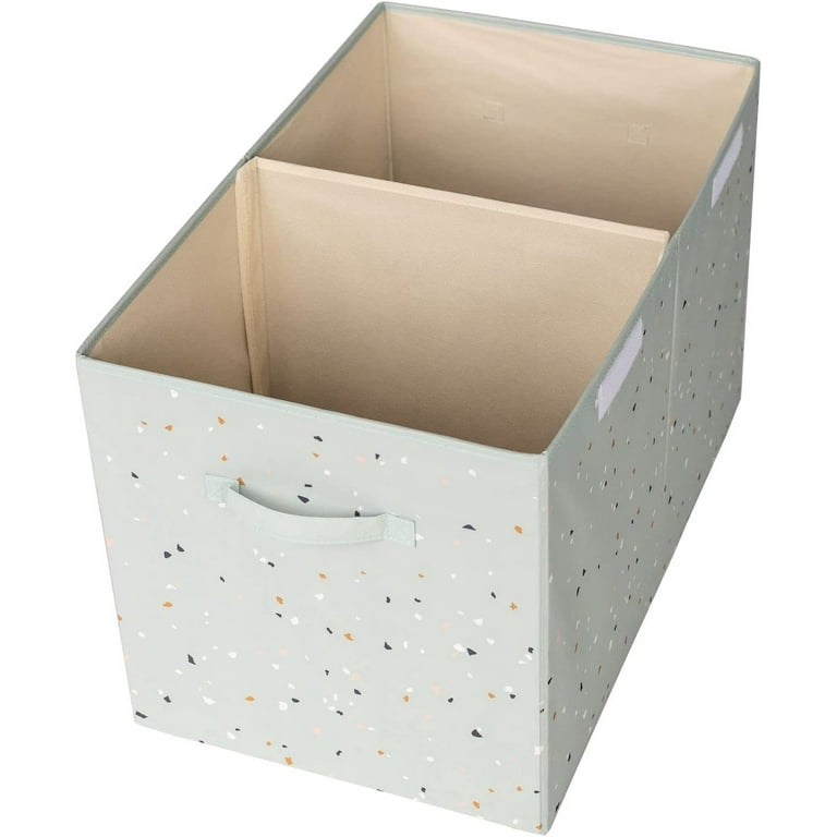 3 Sprouts Recycled Fabric Folding Chest Organizer in Green Terrazzo - Collapsible Storage Basket Container with Lid & Handles