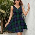 thumbnail image 3 of Modern Cute Blue And Green Plaid Sleeveless Dress Women Summer Evening Dresses Ladies Sundress, 3 of 7