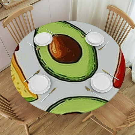 

Patifu Chili Pepper Avocado Round Tablecloth - Stain-Resistant & Washable - Ideal for Indoor and Outdoor Dining - 100% Polyester Fiber - Various Sizes Available - Dining Table Decoration 54 -58