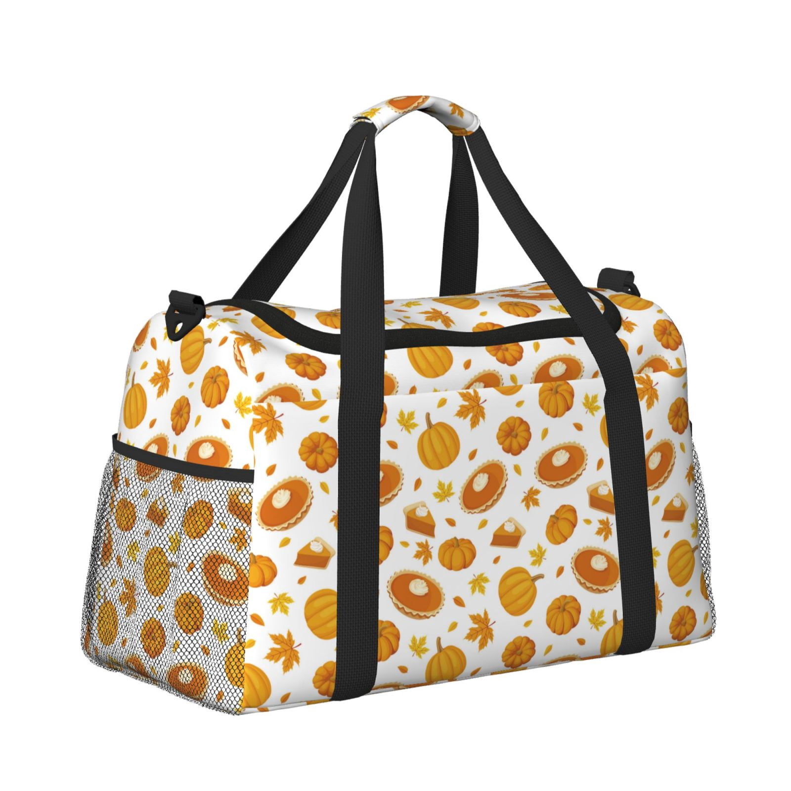 Fuzoiu Pumpkin Maple Leaves Print Travel Duffle Bag,Carry On Tote Bags,Duffel Bag,Sport Gym Bag, Hospital Bag for Labor and Delivery, Overnight Bag,Luggage Bag