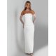 thumbnail image 2 of DGLUKE Elegantes vestidos largos sin tirantes para mujer Verano 2025 Sexy fruncido ajustado maxi vestido burdeos vestido de fiesta de noche con guantes, 2 of 5