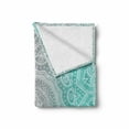 thumbnail image 2 of Grey and Turquoise Soft Flannel Fleece Throw Blanket, Color Transition Themed Lines and Shapes Mandala Ombre Art, Cozy Plush for Indoor and Outdoor Use, 70" x 90", Turquoise Grey, by Ambesonne, 2 of 6