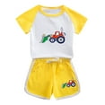 thumbnail image 1 of Odeerbi 1-12 Años Niños Niñas Conjunto de Verano Camión Excavador Con Camiseta de Manga Corta de Algod-Conjunto de Dos Piezas, 1 of 3