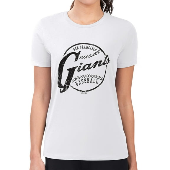 Women's G-III 4Her by Carl Banks White San Francisco Giants Super-Slim Fit Lightweight Distressed Baseball Team T-Shirt