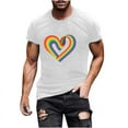 thumbnail image 2 of lcziwo Man Gifts for Birthday! T Shirts for Man Summer Going Out Tops Loose Crewneck Short Sleeve Shirts Cotton Basic Tees Novelty Heart Graphic Print Blouse White XL, 2 of 5