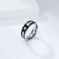thumbnail image 4 of PAMTIER Stainless Steel Rings for Men Promise Widding Band Two-Tone with Zirconia Unique Minimalist Jewelry Silver Black Size 12, 4 of 5