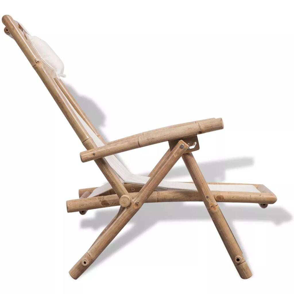 Lowestbest Outdoor Deck Chair, Bamboo Foldable Sling Adirondack Chair with Soft Cushion Lowestbest Outdoor Deck Chair, Bamboo Foldable Sling Adirondack Chair with Soft Cushion