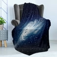 thumbnail image 4 of Outer Space Soft Flannel Fleece Throw Blanket, Spiral Galaxy Image Space and Stars Celestial Cosmos Expanse Universe Modern, Cozy Plush for Indoor and Outdoor Use, 70" x 90", Navy White, by Ambesonne, 4 of 5