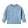 thumbnail image 1 of WUANDIXFA Chandails à Col Rond pour Filles Chandail de Base Uni pour Enfants Chandail Tricoté et Confortable Chandail Chaud pour Garçons et Filles Bleu Ciel, 3-4 Ans, 1 of 5