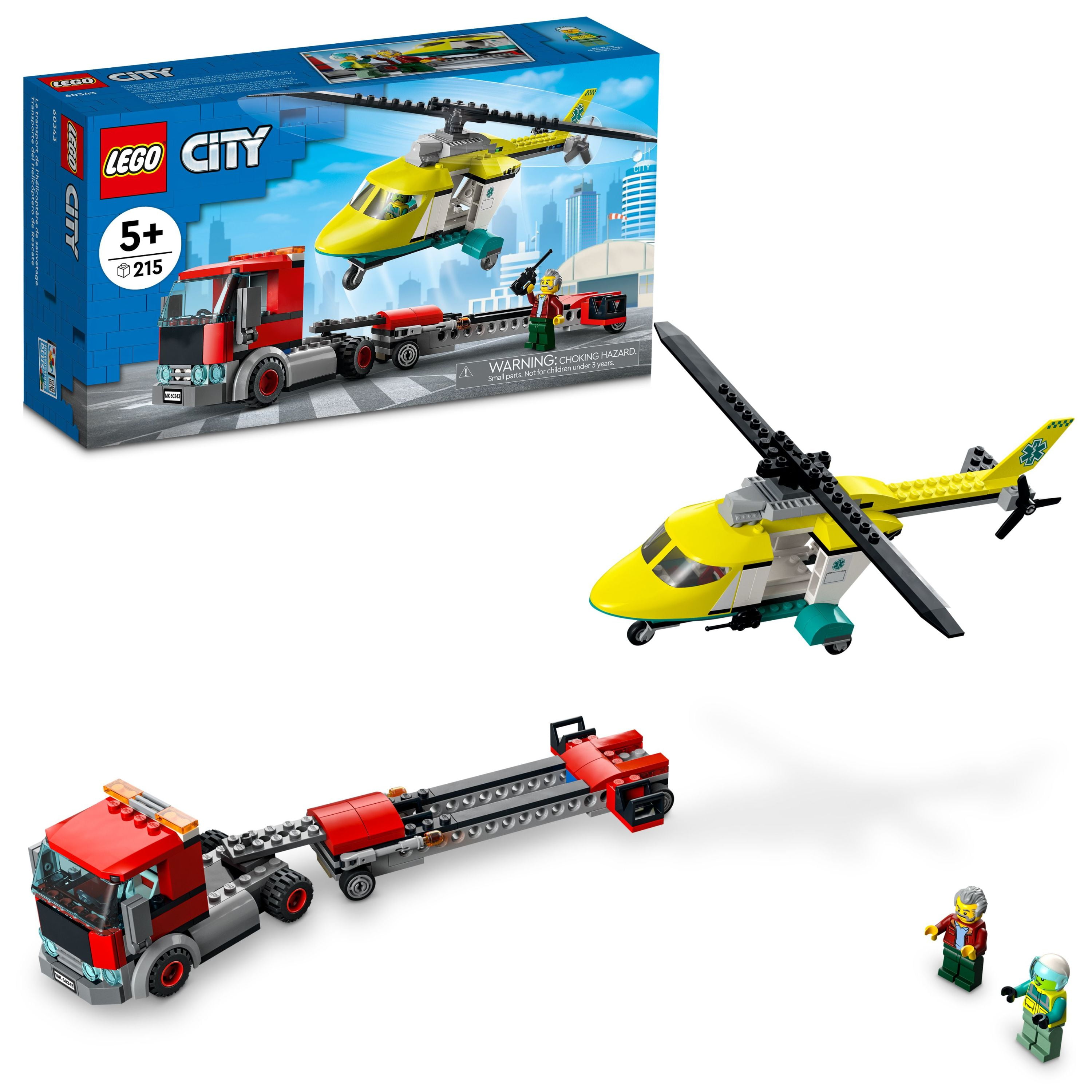 LEGO City Great Vehicles Rescue Helicopter Transport 60343 Red for Kids, Boys and Girls 5 plus Years Old, with Driver and Pilot Minifigures - Walmart.com