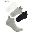 thumbnail image 2 of Spencer 3 Pairs Ankle Athletic Running Socks Cushioned Low Cut Sports Tab Socks for Men Women (Black&Gray&White), 2 of 7