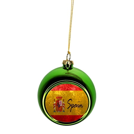 Flag of Spain Bauble Christmas Ornaments Green Bauble Tree Xmas
