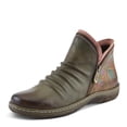 thumbnail image 2 of Spring Step L’Artiste Chesapeake Women’s Floral Bootie – Hand-Painted Leather Burnished Design – Bohemian Ruched Front, Flexible Sole, Inside Zipper Boots, 2 of 9