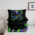 thumbnail image 5 of Homewish Neon Grunge Dragon Queen Comforter Set,Purple Green Comforter Sets Queen,Black Reversible,3pcs,1 Comforter and 2 Pillowcases, 5 of 7