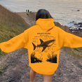 thumbnail image 2 of Fiaer Women's Hooded Sweatshirts Loose Drawstring Hoodies Ocean Theme Graphic Long Sleeve Tops with Pocket Yellow XL, 2 of 6