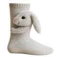 thumbnail image 2 of Warm Double Layer Knit Socks 3D Animal Design Hand Crocheted Style Soft Comfortable Novelty Socks for Cold Weather Men Women Kids Home Wear with Fun Patterns, 2 of 3