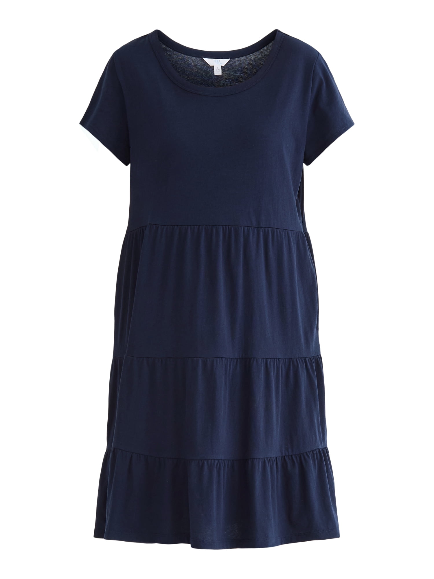 Time and Tru Women's and Women's Plus Tiered Cotton Mini Dress, Sizes XS-4X