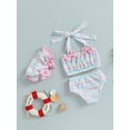 thumbnail image 3 of aturustex 0 6 12 18 24 Months Baby Girl 3pcs Swimsuits Summer Halter Bikini Tops and Beach Shorts Swimming Cap Swimwear, 3 of 9