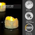 thumbnail image 2 of SIN Flameless Tealights Candles with Timer,12 Pack Small Bulk Votive Flickering Battery Operated LED Tea Light Lamp ，Warm White, 2 of 7