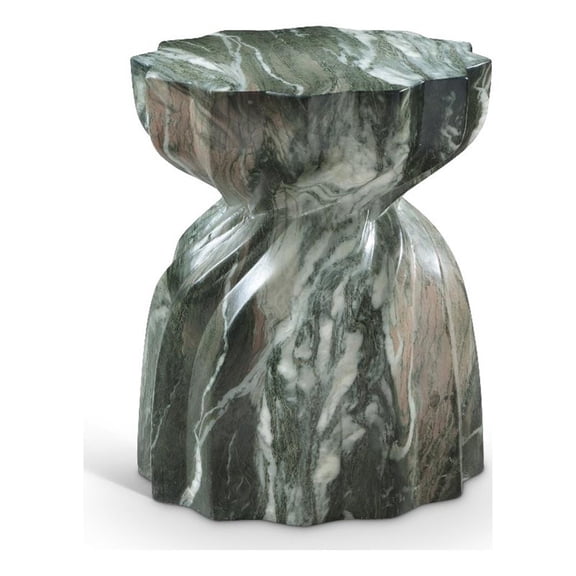 Meridian Furniture Caserta Green Marble Finish Concrete Indoor/Outdoor End Table