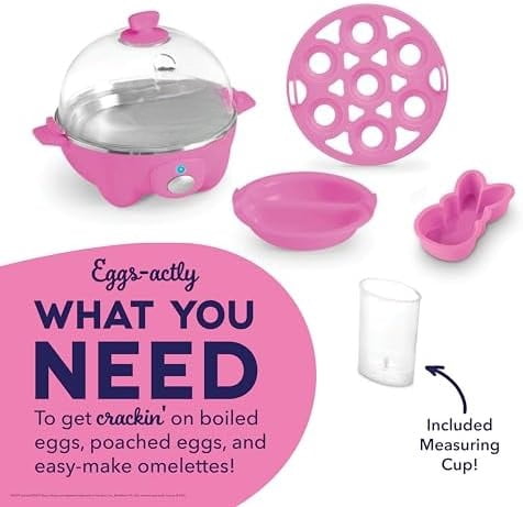 PEEPS &  Rapid Egg Cooker - Boiler, Poacher & Steamer - Includes Measuring & Recipe Guide - Dishwasher Safe - BPA Free - Holds 7 Eggs, Pink