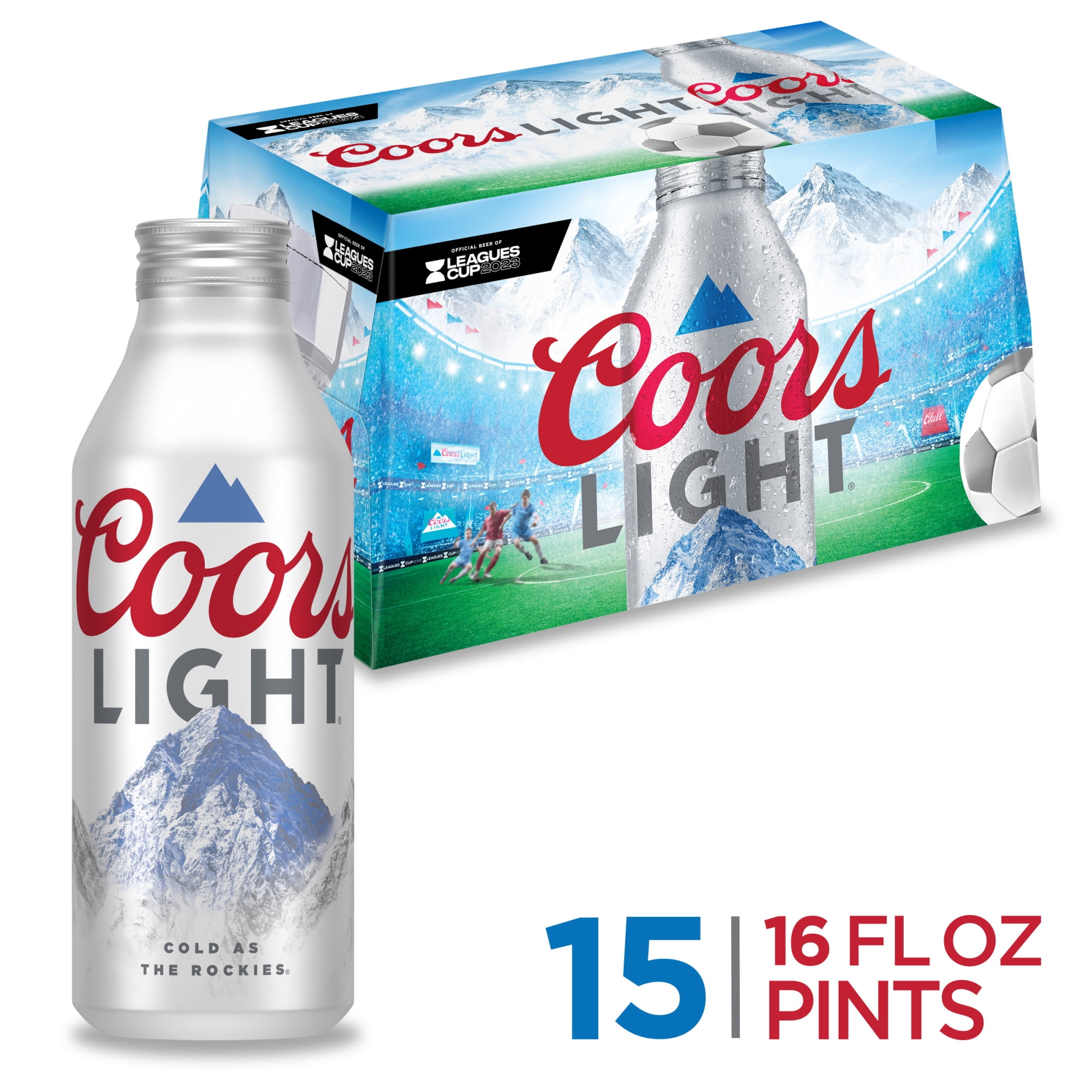Coors Light Lager Beer, 15 Pack, 16 fl oz Bottles, 4.2 ABV