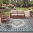 thumbnail image 3 of SAFAVIEH Courtyard Avi Traditional Indoor/Outdoor Area Rug, 5'3" x 7'7", Light Grey/Teal, 3 of 10