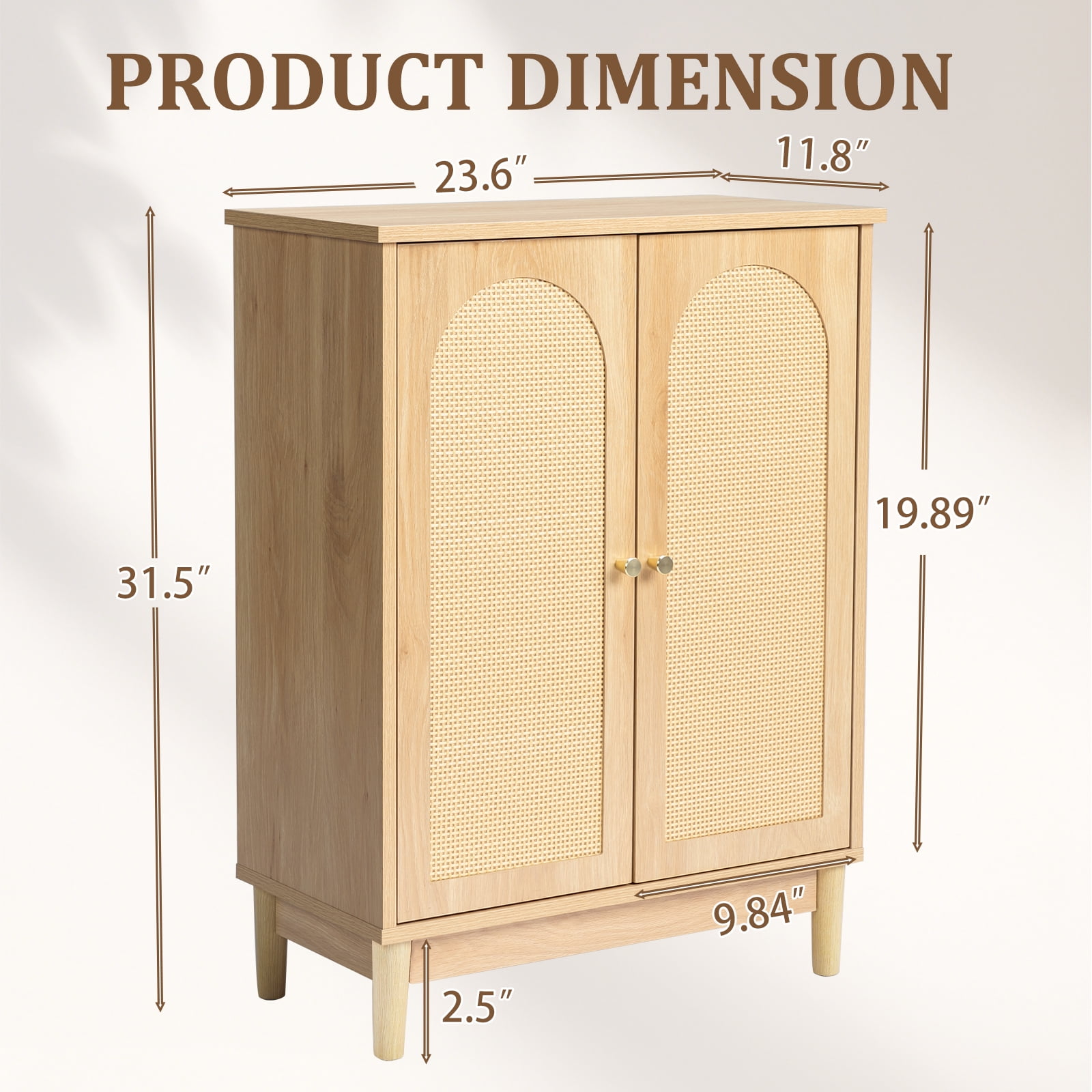 Ktaxon Bathroom Floor Cabinet Storage with 2 Doors and Adjustable Shelves, Rattan Finish