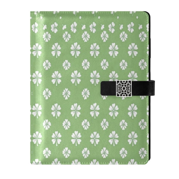 Premium Faux Leather Notebook - Refillable, Multi-Functional Organizer, 23.3x17cm, All-Season Use，White Four Leaf