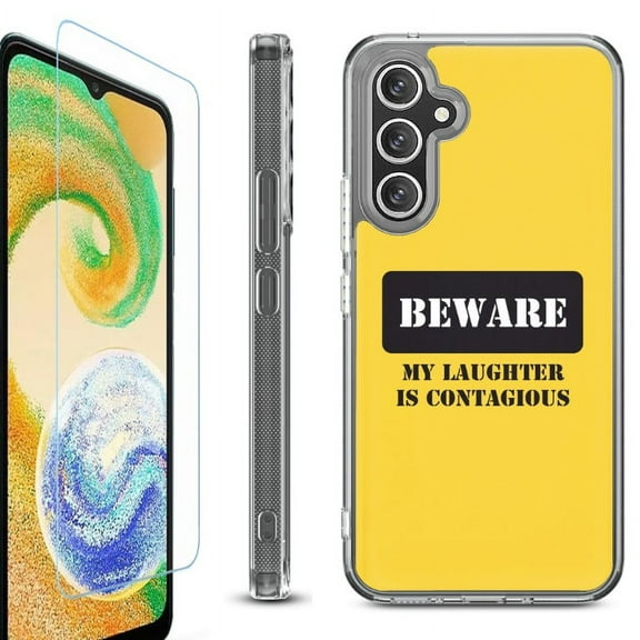 For Samsung Galaxy A26 5G Phone Case Cover, Shockproof Bumper Hybrid Case with Tempered Glass Screen Protector, by OneToughShield - Laughter