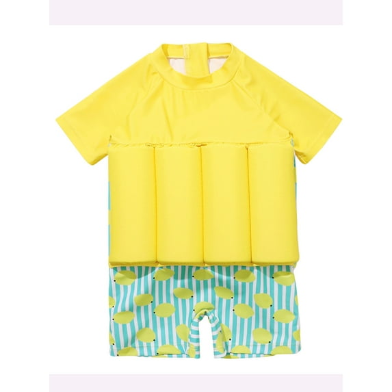 URMAGIC URMAGIC Toddler Kid Little Girls One Piece Flotation Zipper Buoyancy Swimsuit UPF 50+/Lemon
