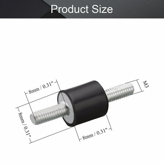 Rubber Vibration Isolator Mount Male Anti For M3 M5 M6 Car Bobbin Isolator Damperm M3x8mm(8mmx8mm)