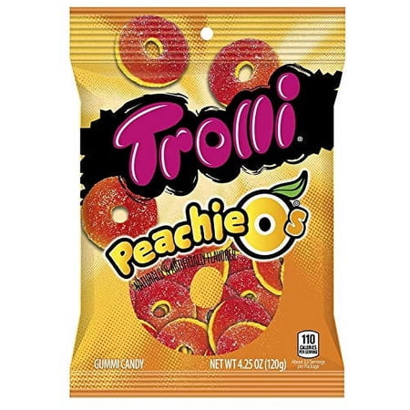Trolli Peachie O's Sour Gummy Rings Candy, 4.25 Ounce, Pack of 12
