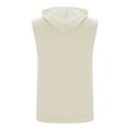 thumbnail image 5 of Wyobmus Mens Loose Fit Sleeveless Hooded Tops Lightweight Zip Up Hooded Tank Tops Bodybilding Gym Sweatshirt Vest Twill Hoodies With Pockets Beige, 5 of 6
