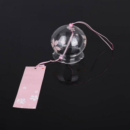Prettyui Japanese Wind Chimes Romantic Cherry Wind Bells Handmade Glass Japanese Style Pendant for Birthday Gift Outdoor or Indoor Home Decors