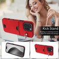 thumbnail image 5 of Case for iPhone 16 Pro Wallet with Credit Card Holder & Finger Ring Kickstand, Premium PU Leather Slim Cover Shockproof Scratch Resistant Full Protection Phone Case for iPhone 16 Pro, Red, 5 of 10