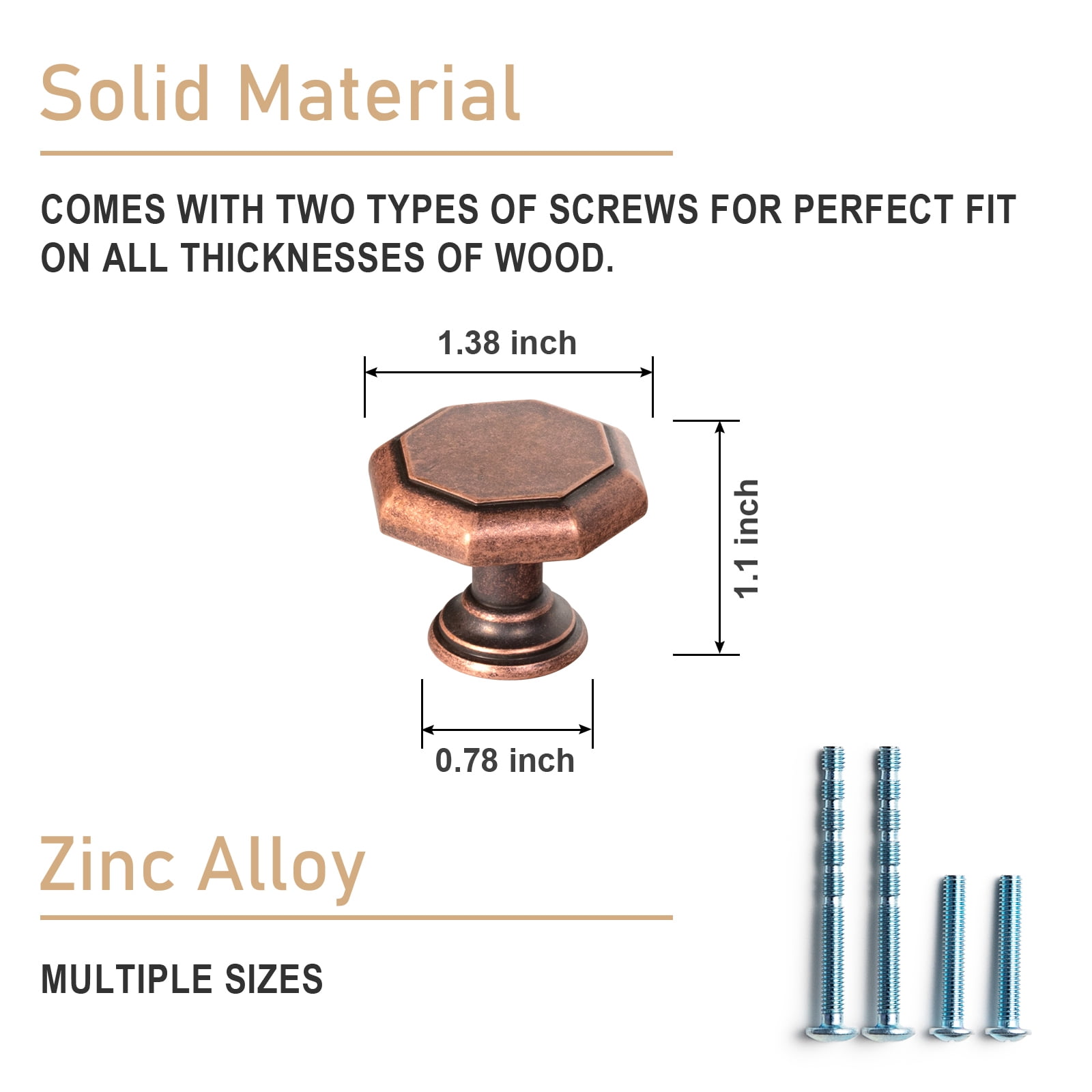 Goo-Ki 12 Pack Antique Copper Cabinet Drawer Knobs, Zinc Alloy Cabinet Handles Hardware for Dresser,Wardrobe,Cupboard (2057)