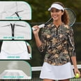 thumbnail image 6 of Uorisanigo Camo Forest Womens Golf Shirt Versatile Comfortable Quick Dry Athletic Polo Shirts Fashionable 3/4 Roll Sleeve Tennis Tops with Zip Up Collar Casual Daily Wear Size L, 6 of 7
