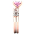 thumbnail image 3 of 2.66 ct Brilliant Princess Cut Pink Zircon 18K Rose Gold Solitaire with Accents Engagement Bridal Wedding Ring Band Set size 9.5, 3 of 7
