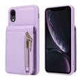 thumbnail image 6 of Nalacover RFID Blocking Wallet Case for iPhone XR, Shockproof PU Leather Magnetic Button Zipper Purse Card Slots & Kickstand Crossbody Phone Case with Shoulder & Wrist Strap,Purple, 6 of 12