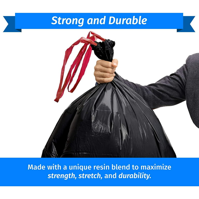 45 Gallon Trash Bags, (Value-Pack 100 Bags W/Ties) Extra Large Black Garbage  Bag
